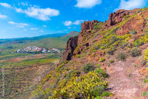 Piletillas village viewed from Cuatro puertas archealogical site at Gran Canaria, Canary islands, Spain photo