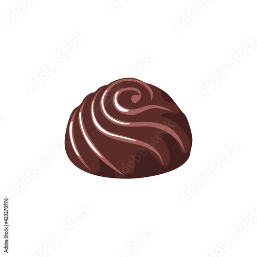 Chocolate candy isolated on white background. Icon. Vector illustration of sweets in cartoon flat style.