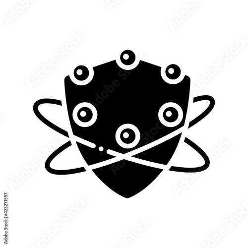 Complement system glyph icon. Complement cascade. Immune system concept. Immunology. Body defence system. Health, immunity, disease prevention.Filled flat sign. Isolated silhouette vector illustration