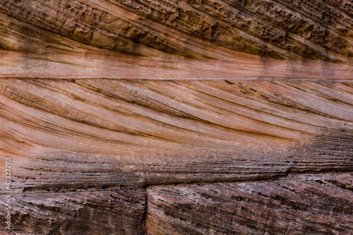 Details of sediment layers in the sandstone cliffs in Zion National Park, Utah      