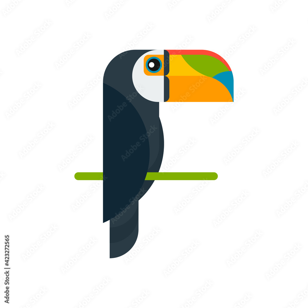 Naklejka premium Brazilian toucan bird nature, vector illustration on white background. Icon