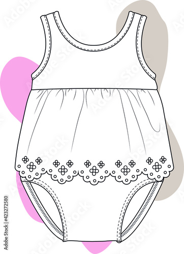 Sleeveless Bodysuit design vector illustration. You can use it as a template in your baby fashion designs.