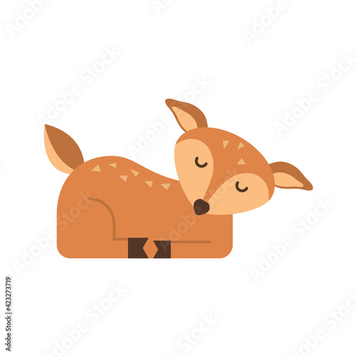 Deer cute doodle hand drawn flat vector illustration. Icon. Simple style for kids © tanya_pogorelova