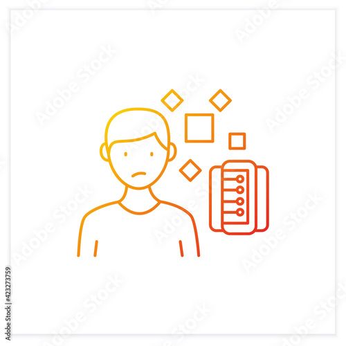Unrelated Information gradient icon.Pieces of unrelated info.Contamination information space supply with irrelevant info.Isolated vector illustration.Suitable to banners, mobile apps and presentation