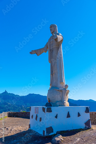 Jesus statue at Artenara village of Gran Canaria, Canary Islands, Spain photo