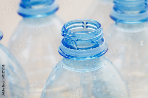 used open plastic bottles ready for recycling, environment concept