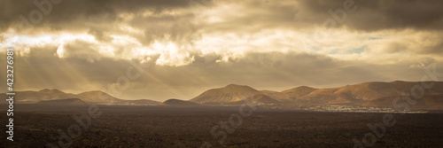 Mountains in the sunlight during the morning light, Lanzarote, Canary Islands, Spain