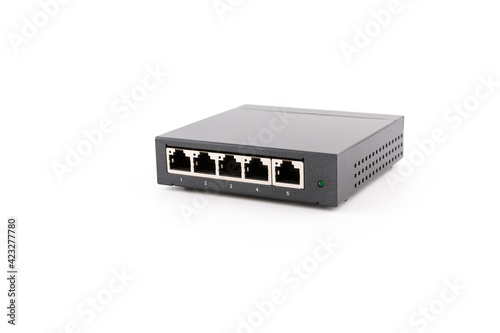 5 Port Network Switch on White Background