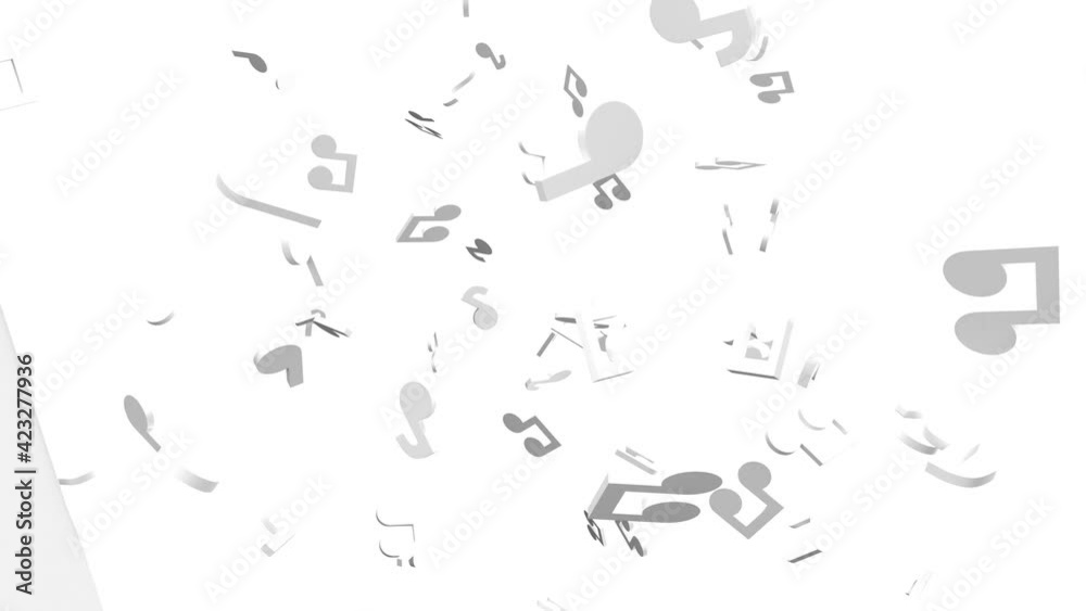White musical notes on white background.
Camera moving forward.3d rendering abstract animation. White musical notes on white background.
Camera moving forward.3d rendering abstract animation.