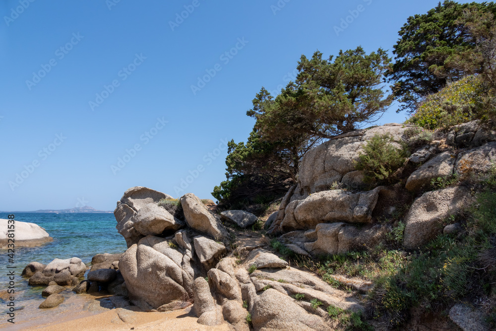 Rocky shoreline at Cala dei Ginepri in Sardinia