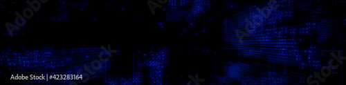 Wallpaper Mural Futuristic, Blue Digital Grid background. Network Tech Wallpaper Banner. 3D Render  Torontodigital.ca