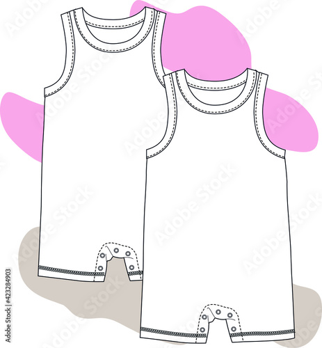 Sleeveless Bodysuit design vector illustration. You can use it as a template in your baby fashion designs.
