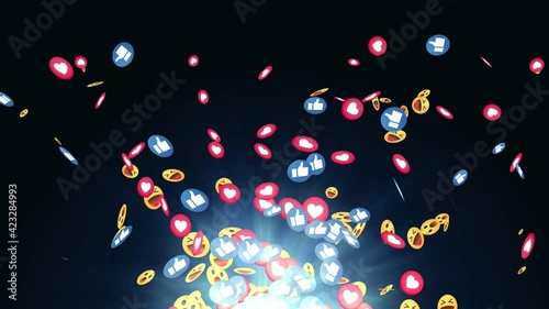 SOCIAL MEDIA ICON FLYING. INTERNET SYMBOLS. CHROME KEY ANIMATION