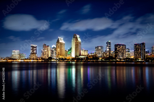 San Diego skyline reflecting in the ocean at dusk © F Armstrong Photo