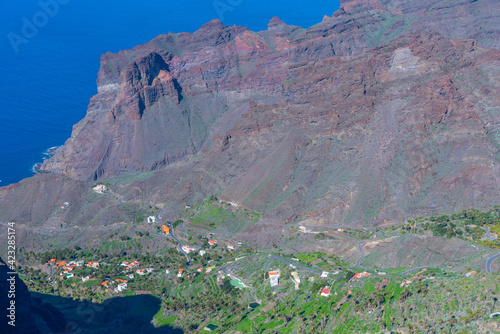 Aerial view of Barranco de Taguluche at La Gomera, Canary Islands, Spain photo