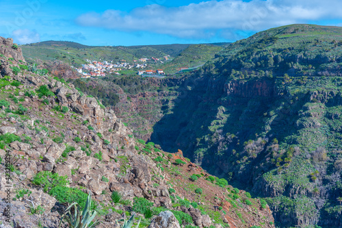 Aerial view of Barranco de Arure at La Gomera, Canary Islands, Spain photo