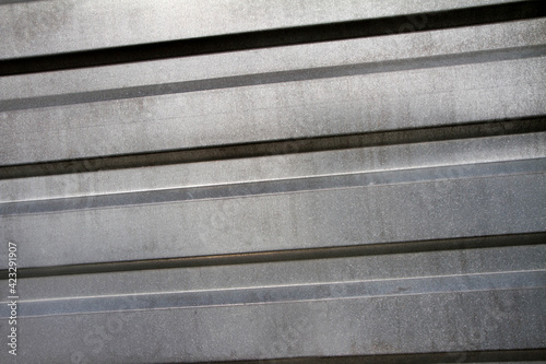 Trapezoidal metal sheet in close up - background or texture