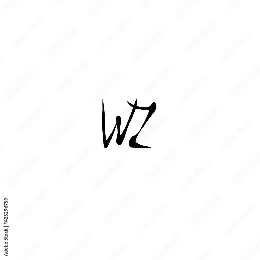 WZ initial handwriting logo for identity