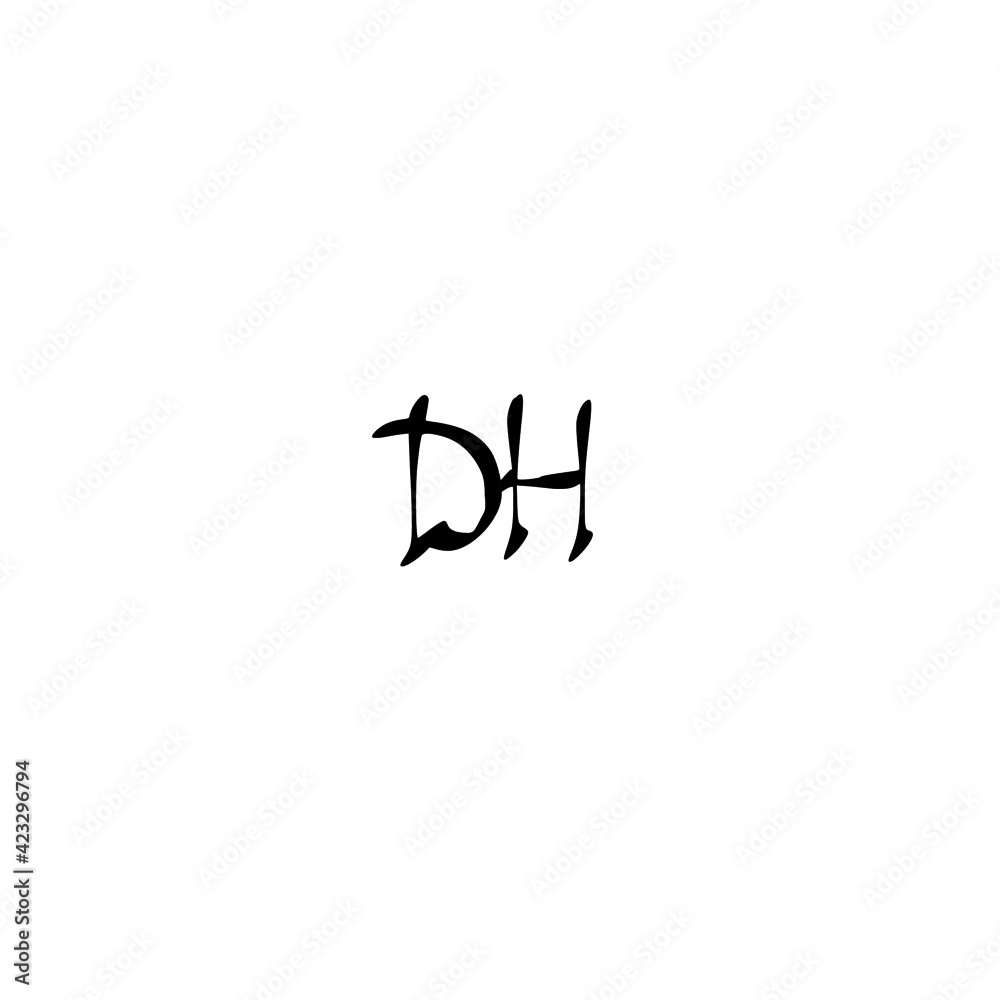 DH initial handwriting logo for identity DH initial handwriting logo for identity