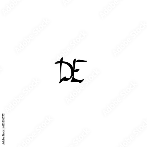 DE initial handwriting logo for identity