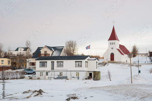 The village on island of Hrisey in Iceland