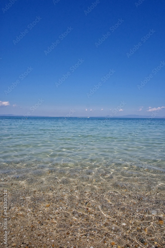 Beautiful beach and clear waters in Chalkidiki Greece 