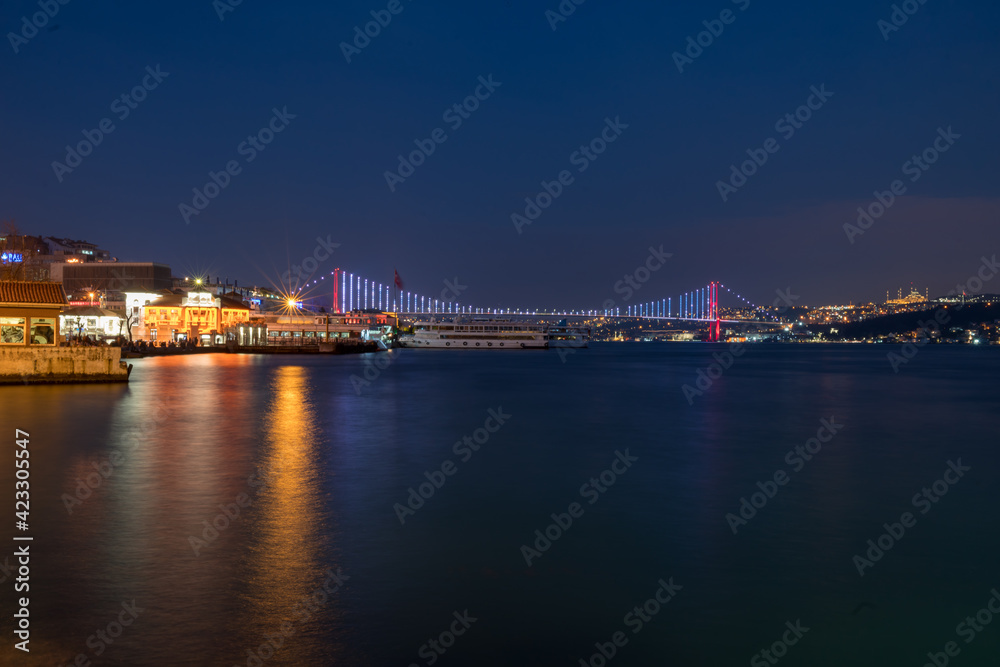 Istanbul City Bosphorus Bridge Cityscape Night Shot Istanbul City Bosphorus Bridge Cityscape Night Shot