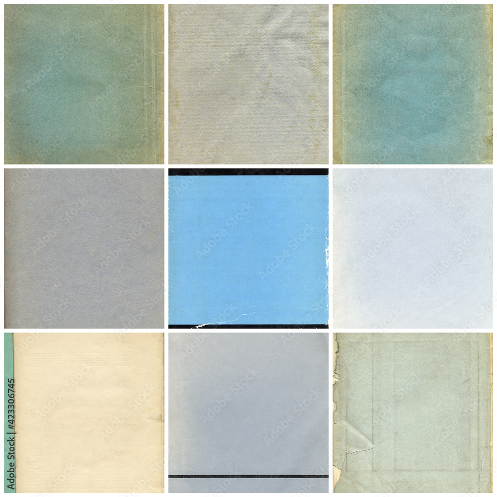 Fototapeta premium Old paper textures set. Blank old pages with rough faded surface. Perfect for background and vintage style design. Empty place for text.