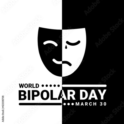 world bipolar day vector illustration  with two personalities happy and depressed.