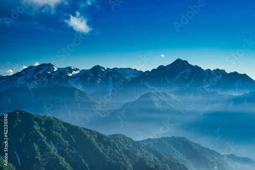 北アルプス唐松岳から、快晴の劔岳と立山連峰を望む © manabu307