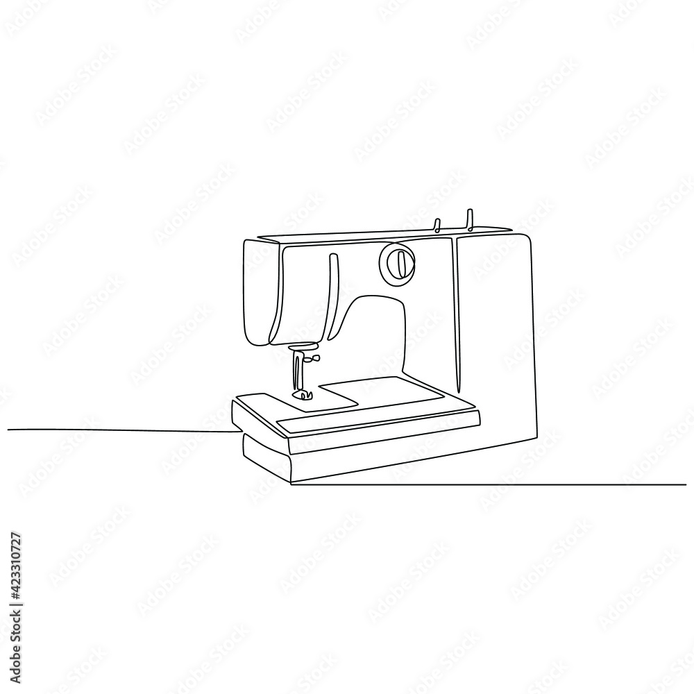 Continuous line drawing of sewing machine vector illustration Stock