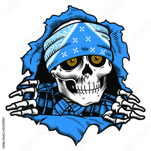 Skull Street Malandro T shirt Vector Illustration Art photo