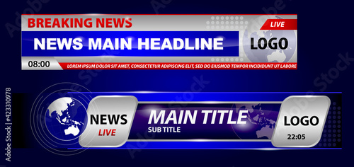 set of breaking news template tv or banner template hot news for broadcasting or live report streaming television concept. eps 10 vector, easy to modify 
