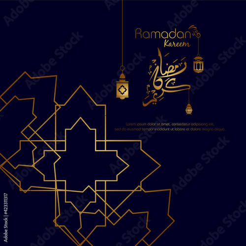 Ramadan kareem. Islamic background design with arabic calligraphy and ornament.