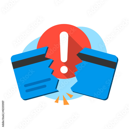 failed to make payment by credit card concept illustration flat design vector eps10. modern graphic element for landing page, empty state ui, infographic
