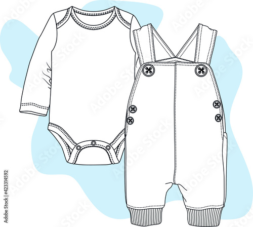 Baby clothing design fashion flat sketch vector