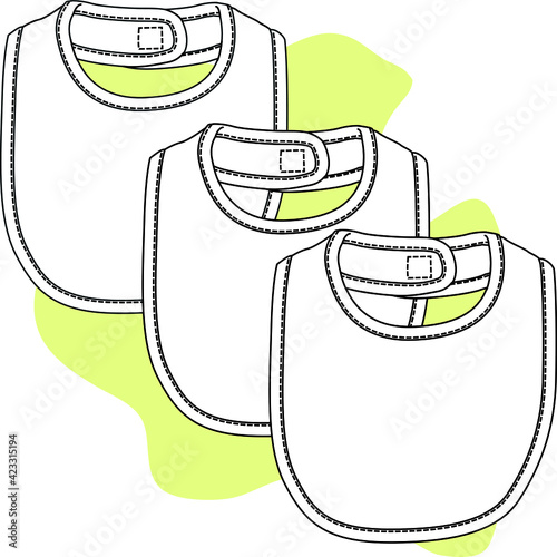 Baby bib design vector flat sketch template