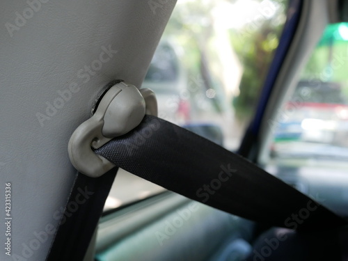 safety belt for safety in a car,car interior. 