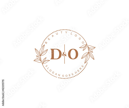 initial DO letters Beautiful floral feminine editable premade monoline logo suitable for spa salon skin hair beauty boutique and cosmetic company.