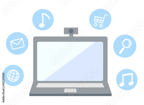 Computer icon with people who have remote meetings

