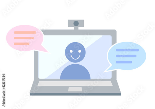 Computer icon with people who have remote meetings
