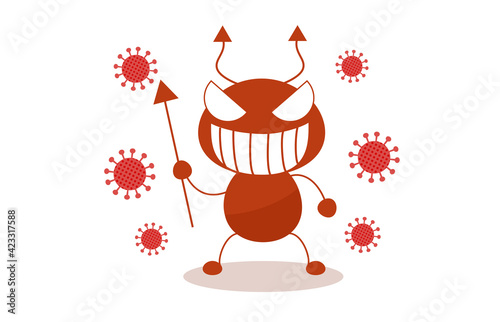 Corona and bacteria character illustration