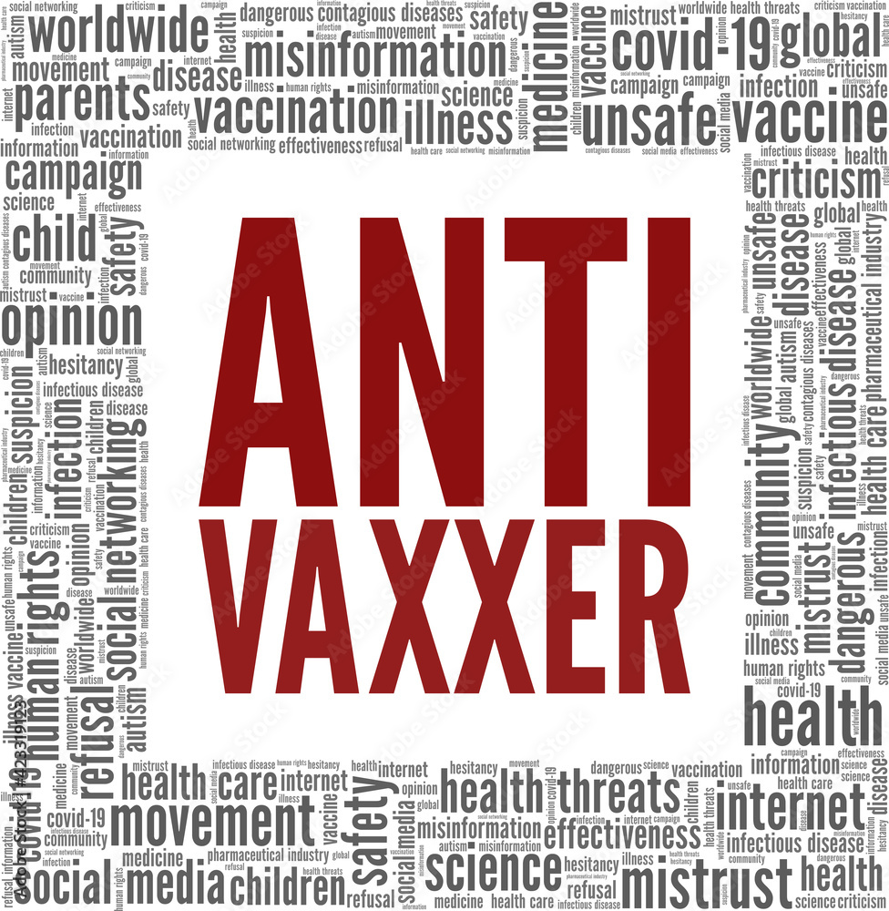 Fototapeta Anti-vaxxer vector illustration word cloud isolated on a white background.
