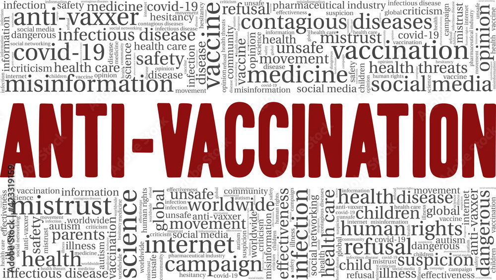 Anti-vaccination vector illustration word cloud isolated on a white background. Anti-vaccination vector illustration word cloud isolated on a white background.