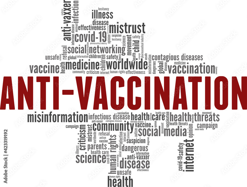 Anti-vaccination vector illustration word cloud isolated on a white background. Anti-vaccination vector illustration word cloud isolated on a white background.