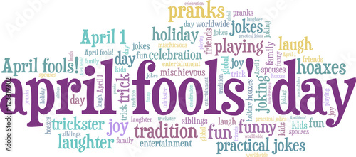 April Fools' Day vector illustration word cloud isolated on a white background.