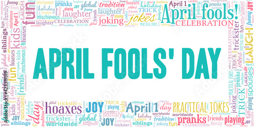 April Fools' Day vector illustration word cloud isolated on a white background.