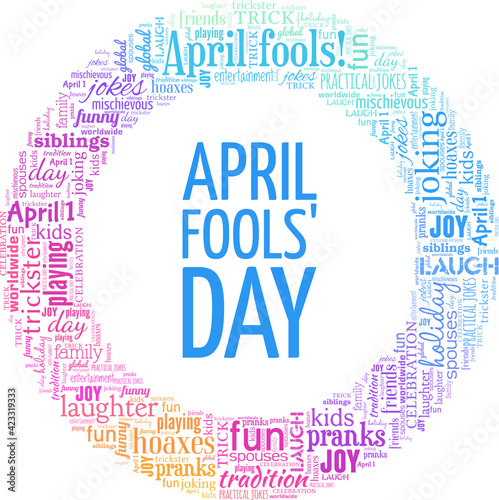 April Fools' Day vector illustration word cloud isolated on a white background.