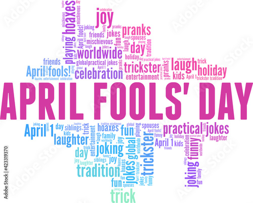 April Fools' Day vector illustration word cloud isolated on a white background.