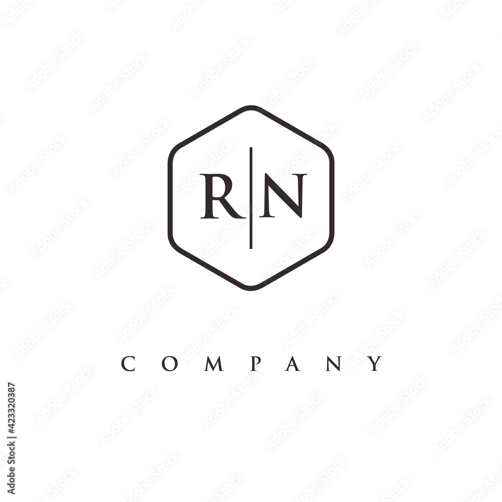 initial RN logo design vector